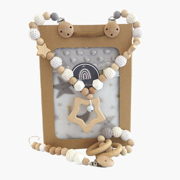 Out & About starry night - minky blanket & wooden toy baby gift set